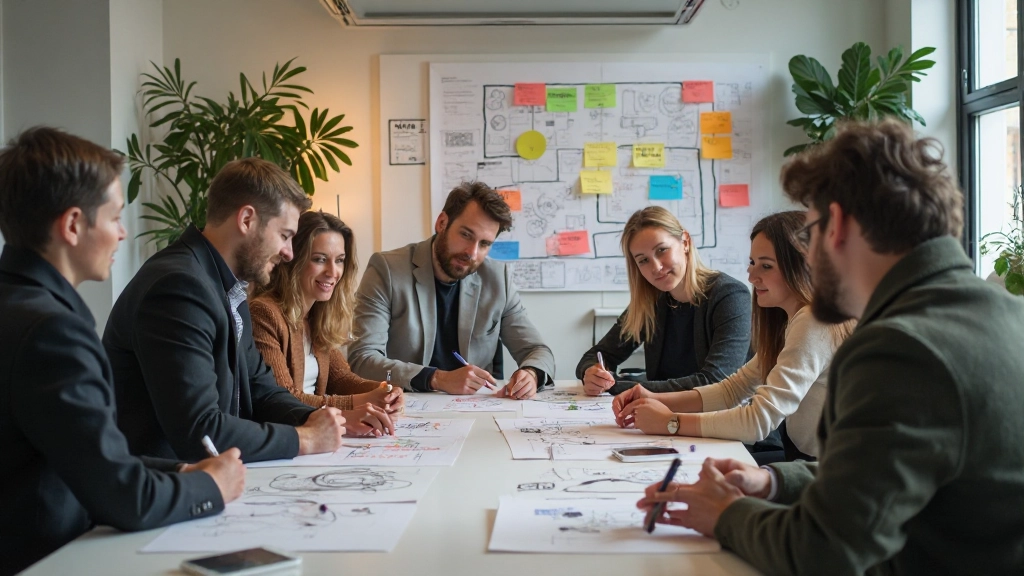 Modern design thinking workshop met team collaboration